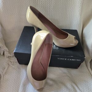 Vince Camuto Cream Peep Toe Heels